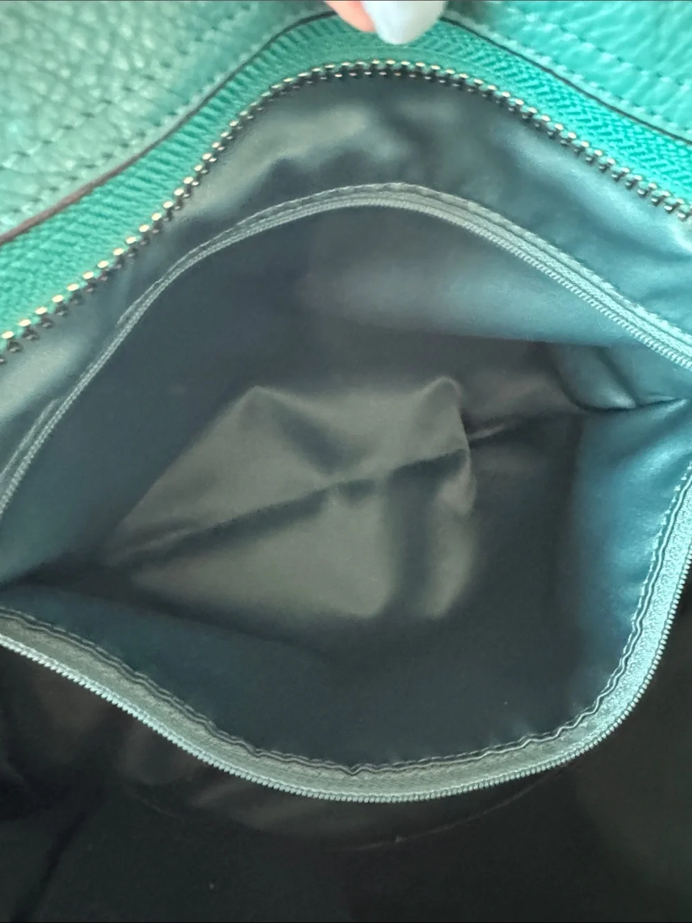 Coach Park Carrie Tote Shoulder Bag F23284 Teal Green Pebbled leather jewel tone